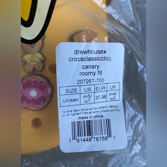 Justin Bieber X Crocs X Drew Classic Clog Shoe (Size M5/W7)  Brand New - Picture 3 of 6